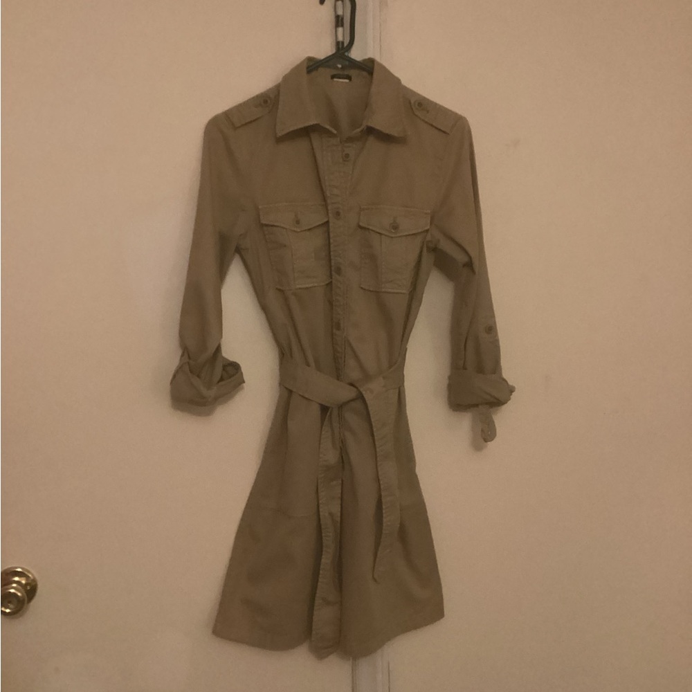 J. Crew Tan Utility Trench Shirt Dress